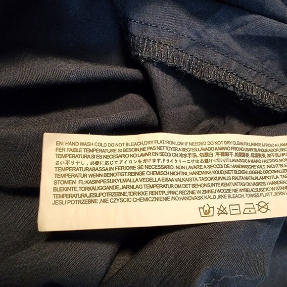 MOON RIVER Size Large Anthropologie Boho Chic Cottagecore Navy Tiered Maxi Dress - Picture 13 of 14